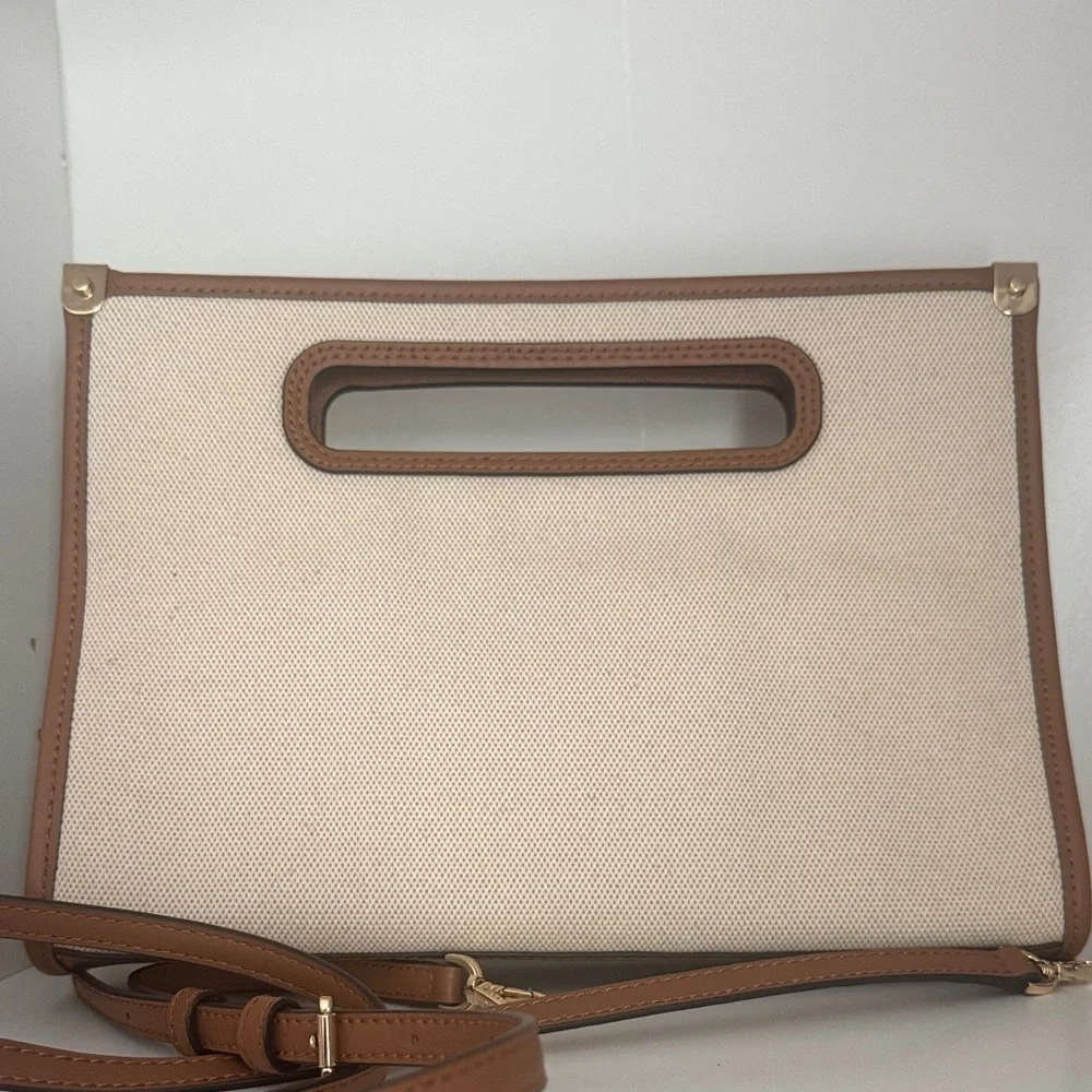 Michael Kors Jane Large Cotton Canvas Clutch Crossbody Bag EUC - Picture 5 of 11